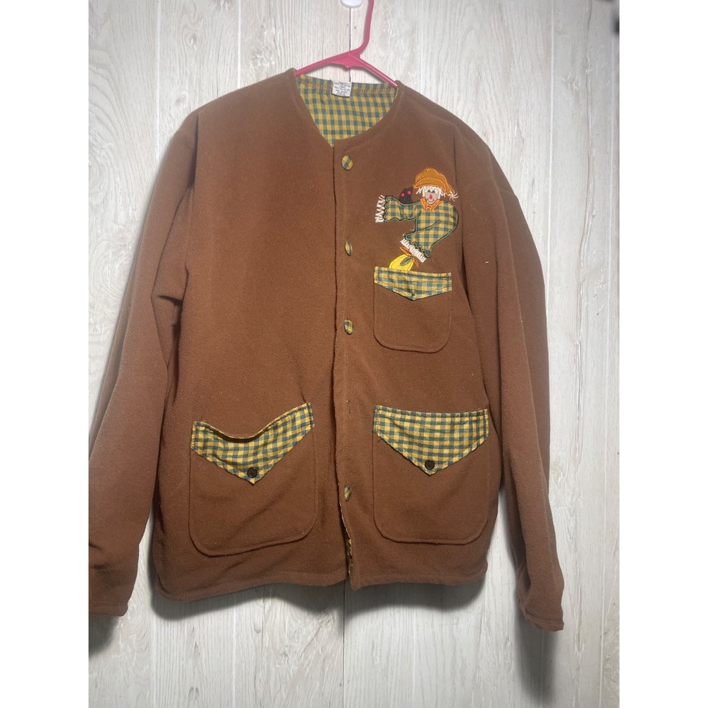 Vtg Lemon Grass Cardigan Sweater Vest Womens large Brown Autumn Fall Harvest 90s